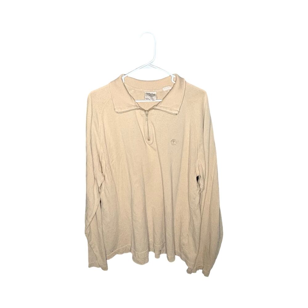 Timberland Beige Quarter-Zip Long Sleeve Pullover – Size XL